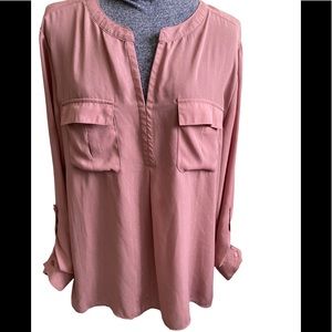 Mauve blouse with silver stripes